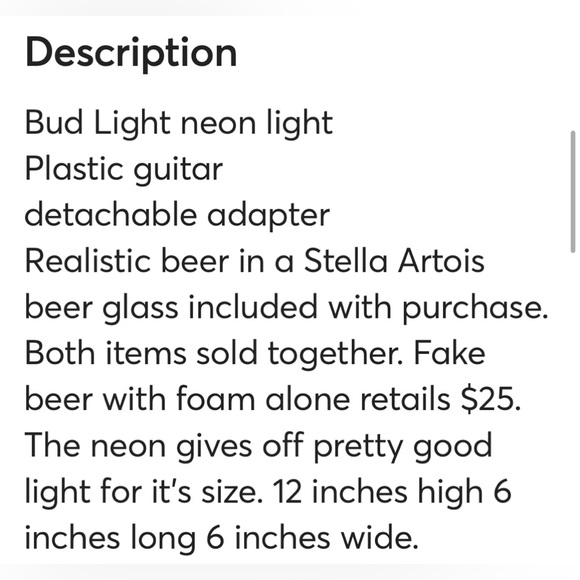 Neon light display beer holder with fake beer with foam in a Stella glass - Picture 11 of 14